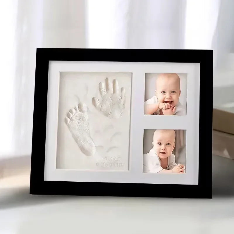 Baby Hand and Footprint Clay Frame, 1st Birthday Hand and Footprint Keepsake Frame, Wooden Cat and Dog Paw Print Frame