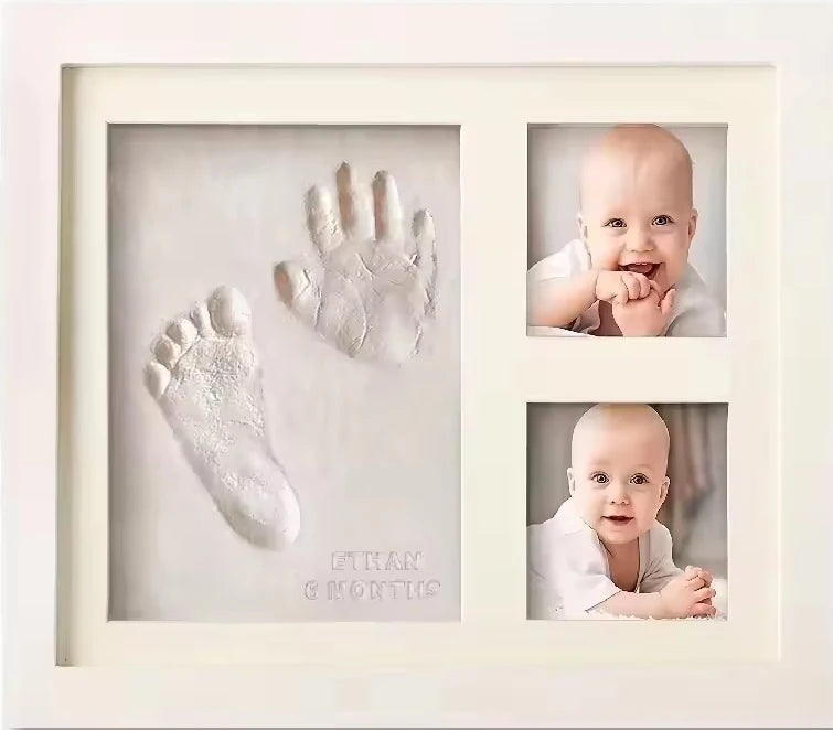 Baby Hand and Footprint Clay Frame, 1st Birthday Hand and Footprint Keepsake Frame, Wooden Cat and Dog Paw Print Frame