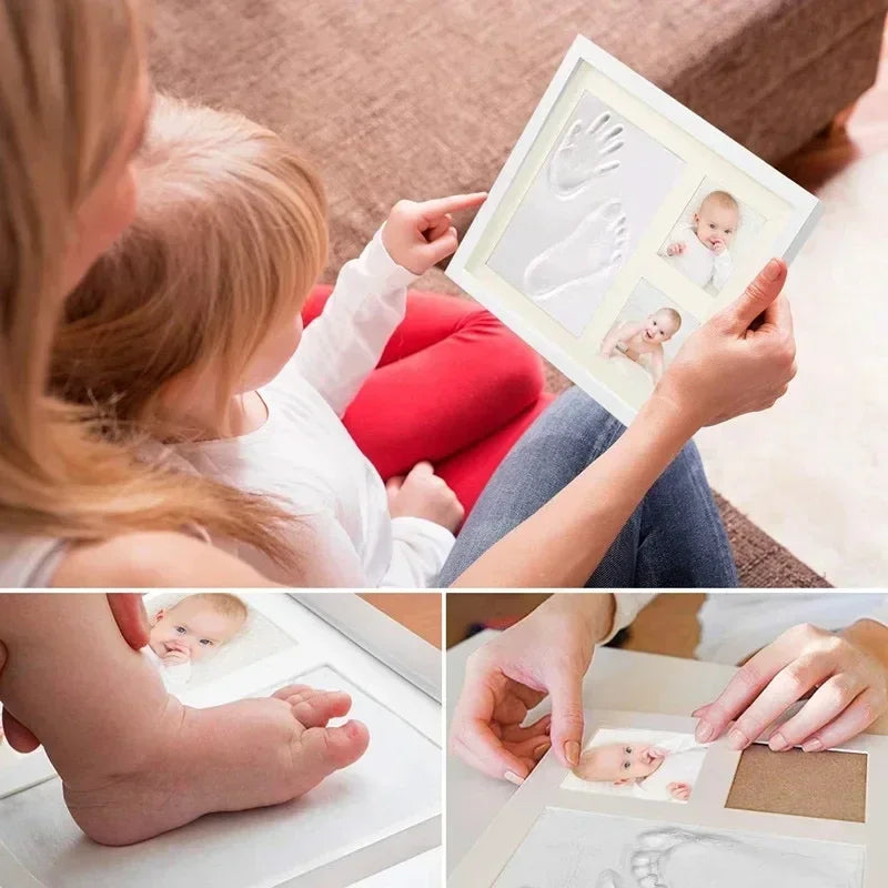 Baby Hand and Footprint Clay Frame, 1st Birthday Hand and Footprint Keepsake Frame, Wooden Cat and Dog Paw Print Frame