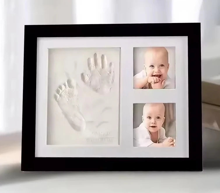 Baby Hand and Footprint Clay Frame, 1st Birthday Hand and Footprint Keepsake Frame, Wooden Cat and Dog Paw Print Frame