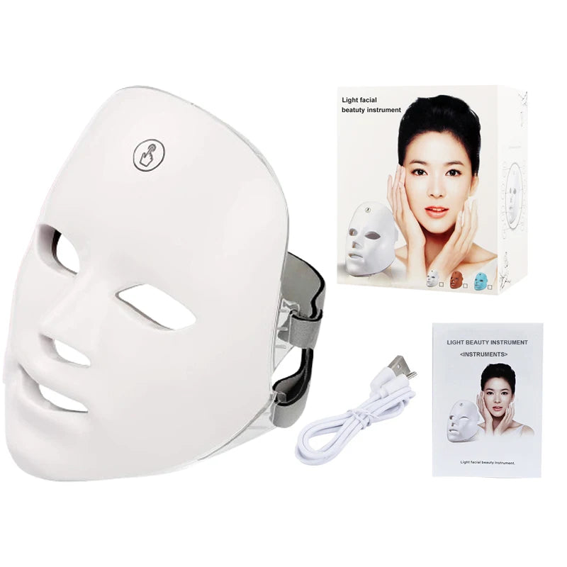 7 Colors LED Face Mask Light Therapy Rechargeable Wireless Facial Beauty Mask Anti Wrinkle Skin Tightening Skin Care Device Tool