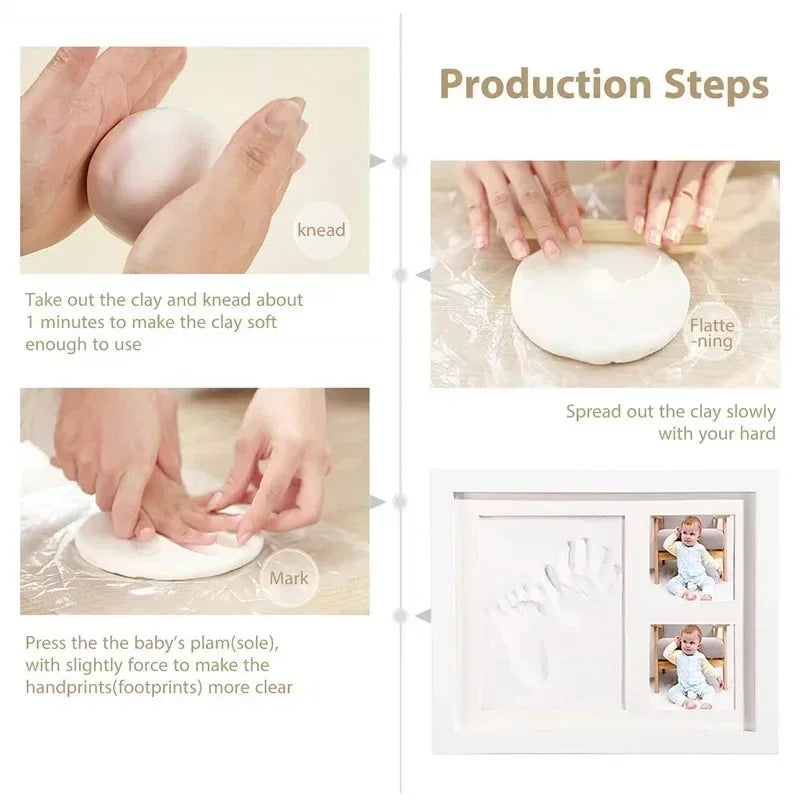 Baby Hand and Footprint Clay Frame, 1st Birthday Hand and Footprint Keepsake Frame, Wooden Cat and Dog Paw Print Frame